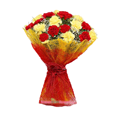 Lovable Carnation 15 Yellow & Red Carnation